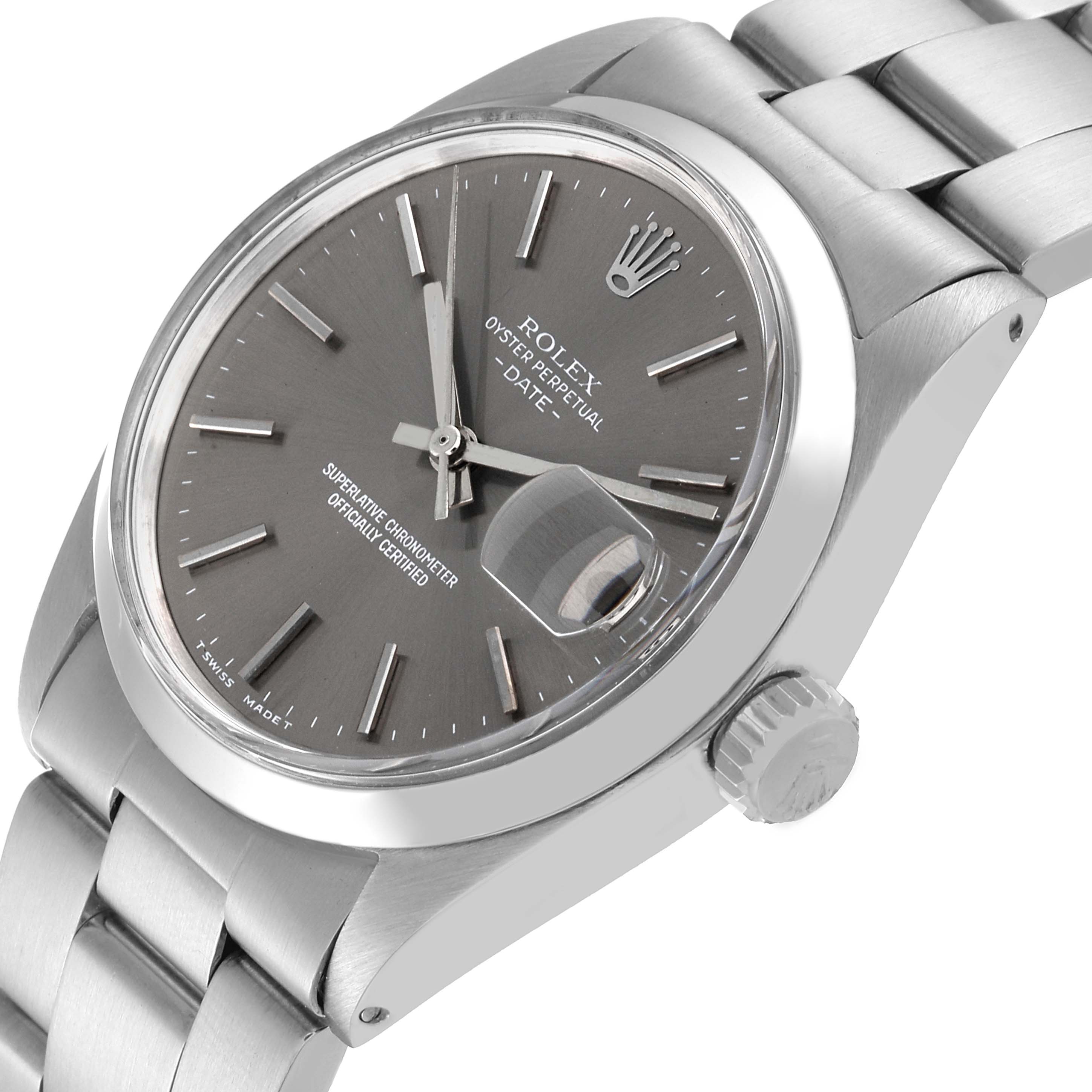 The Vintage Collection Rolex watch is shown from a slightly tilted angle, highlighting the face, crown, and part of the bracelet.