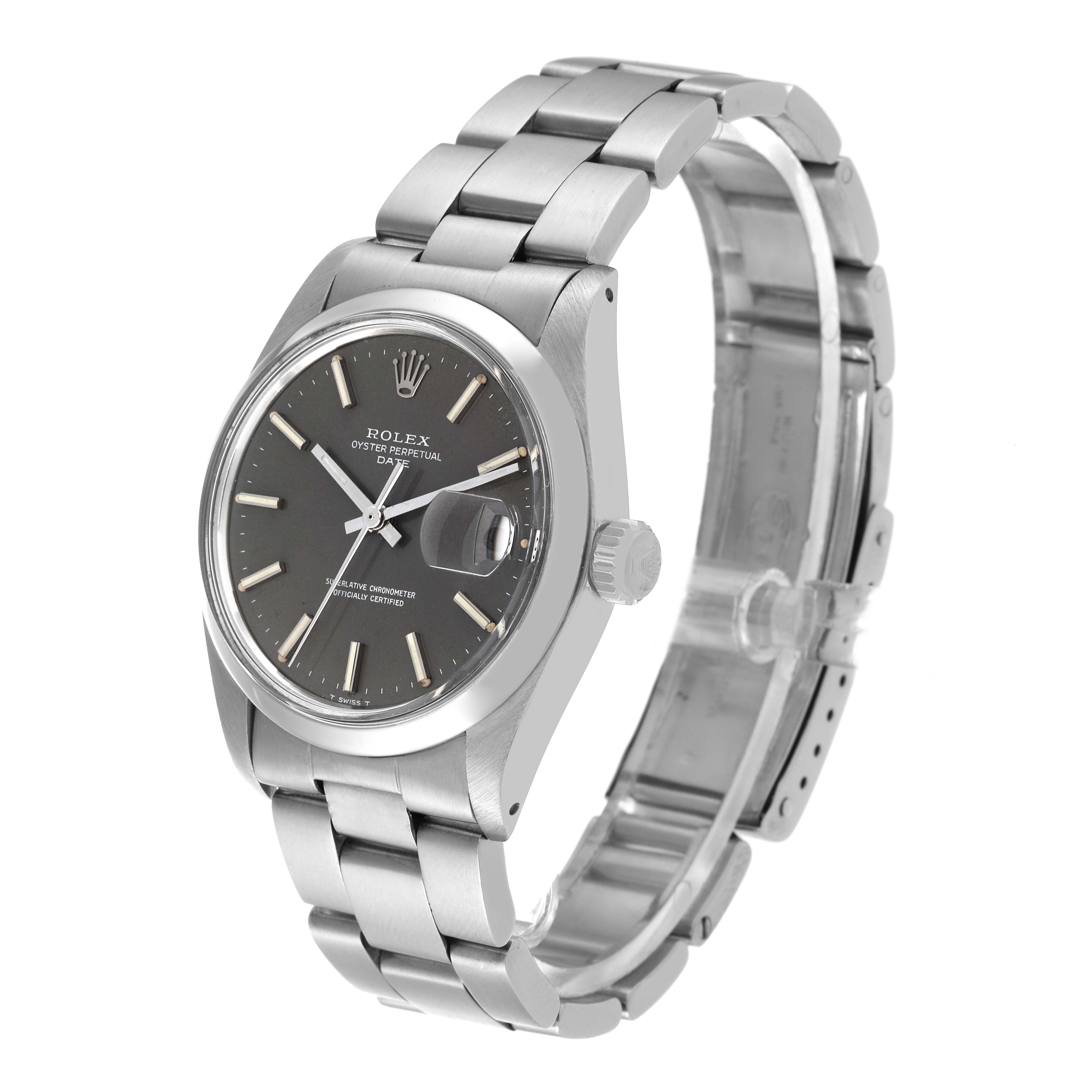 The Rolex Vintage Collection 1500 Men's Stainless Steel Grey Dial 1500 Men's Stainless Steel Grey Dial watch is shown at a slight angle, highlighting its face, crown, and bracelet.