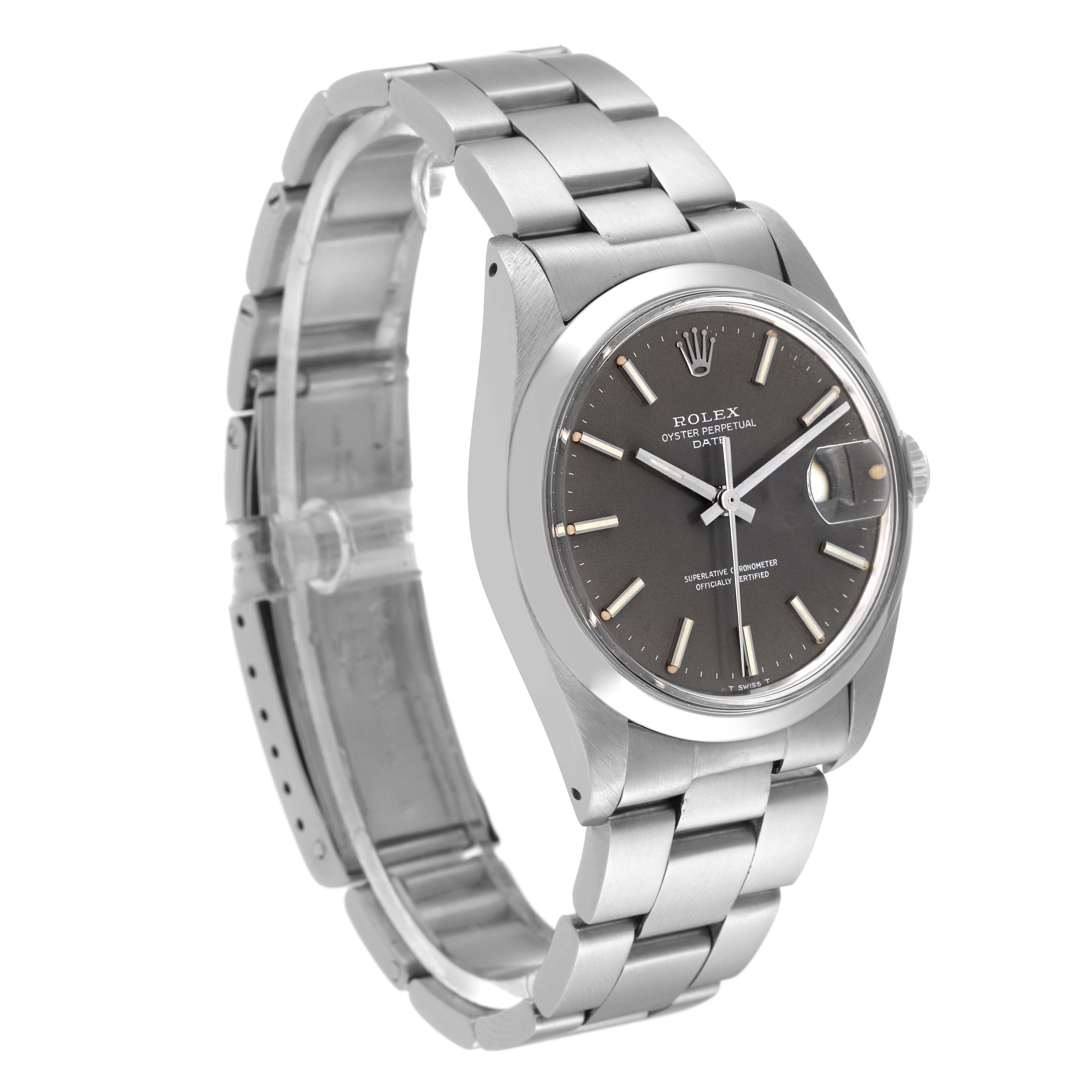 The Rolex Vintage Collection 1500 Men's Stainless Steel Grey Dial 1500 Men's Stainless Steel Grey Dial model is shown at a slight angle, displaying the watch face, dial, bracelet, and clasp.