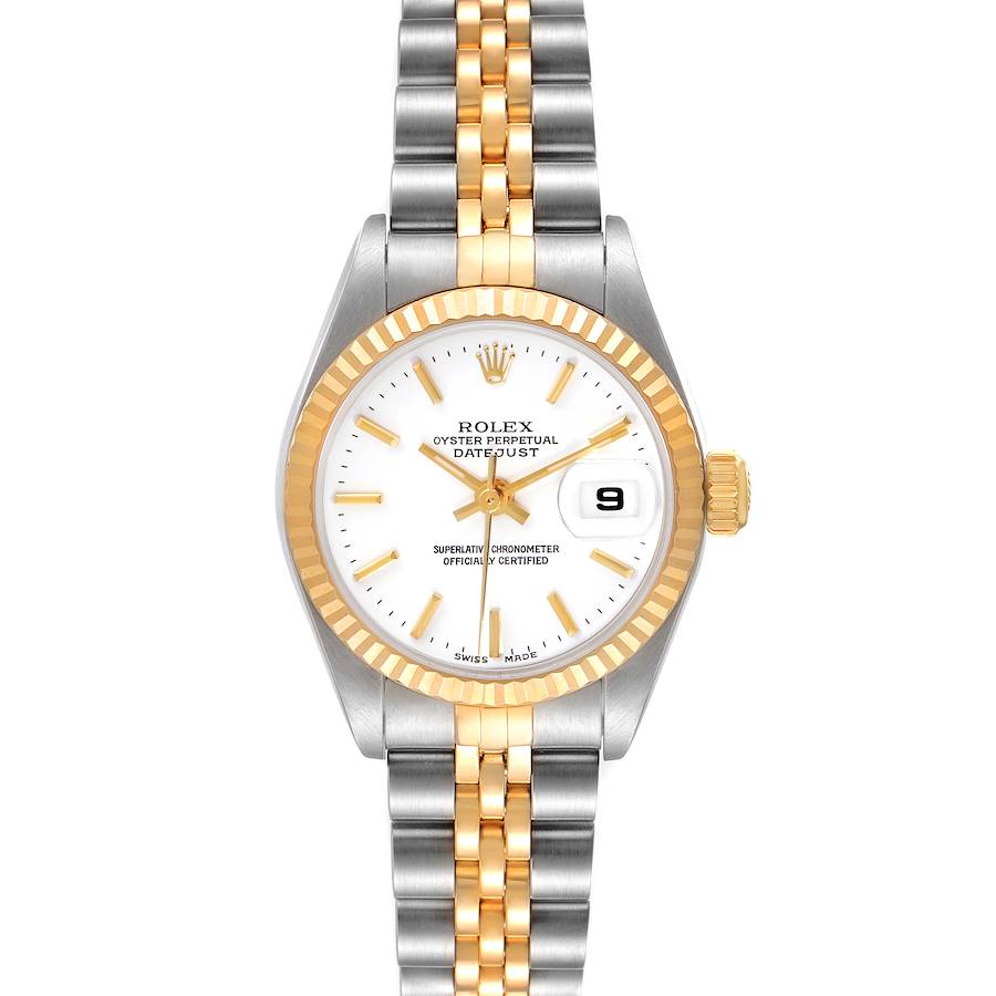 Rolex Datejust 26 Steel Yellow Gold White Dial Ladies Watch 79173 Papers SwissWatchExpo
