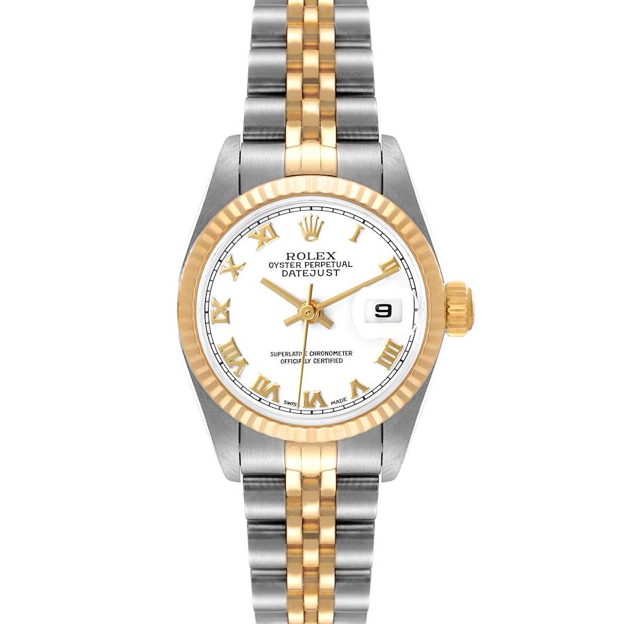 Rolex Datejust 26 Steel Yellow Gold White Roman Dial Ladies Watch 79173 Box Papers SwissWatchExpo