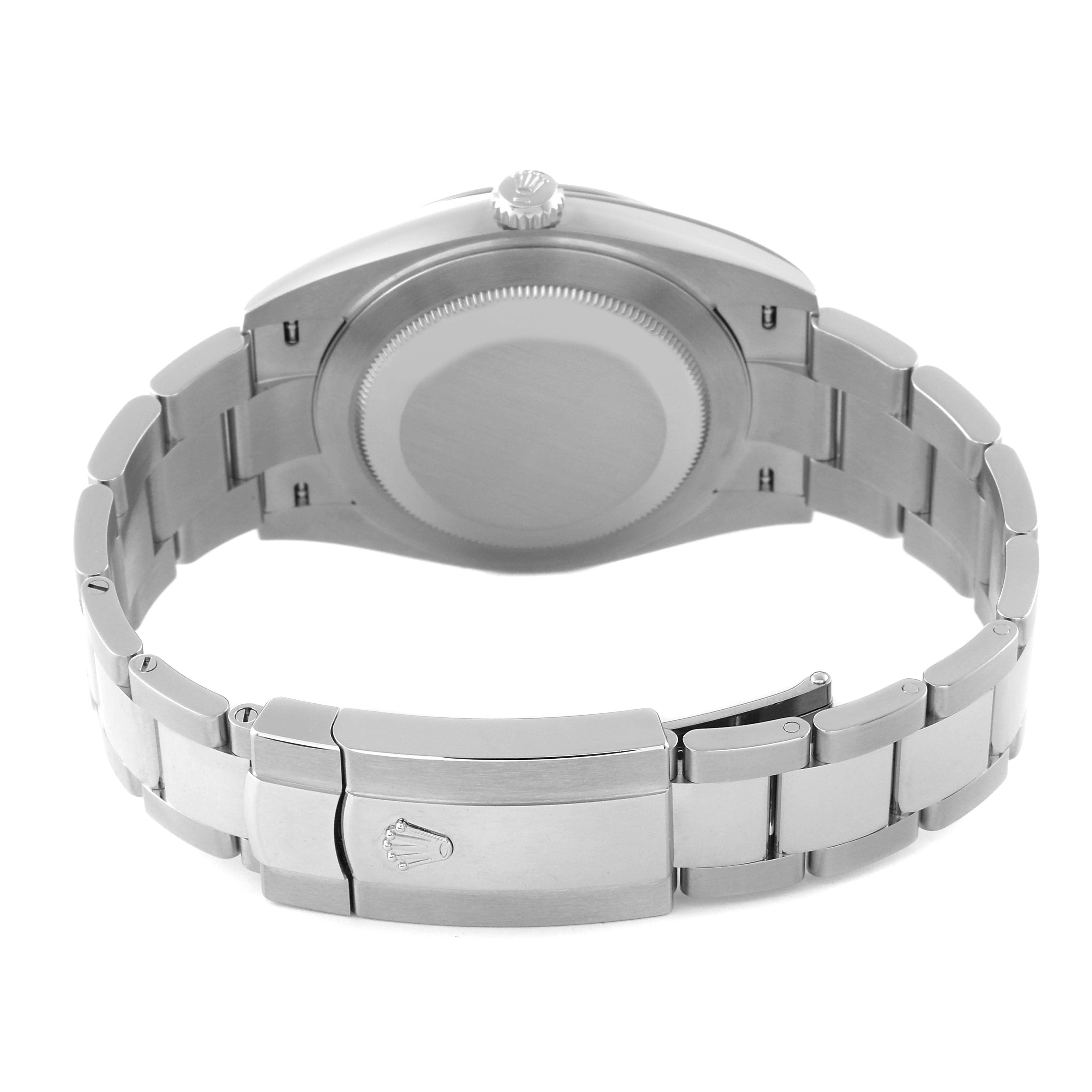 The image shows the clasp and case back of the Rolex Datejust 41 126300 Men
s Stainless Steel Blue Dial 126300 Men
s Stainless Steel Blue Dial watch from a rear angle.