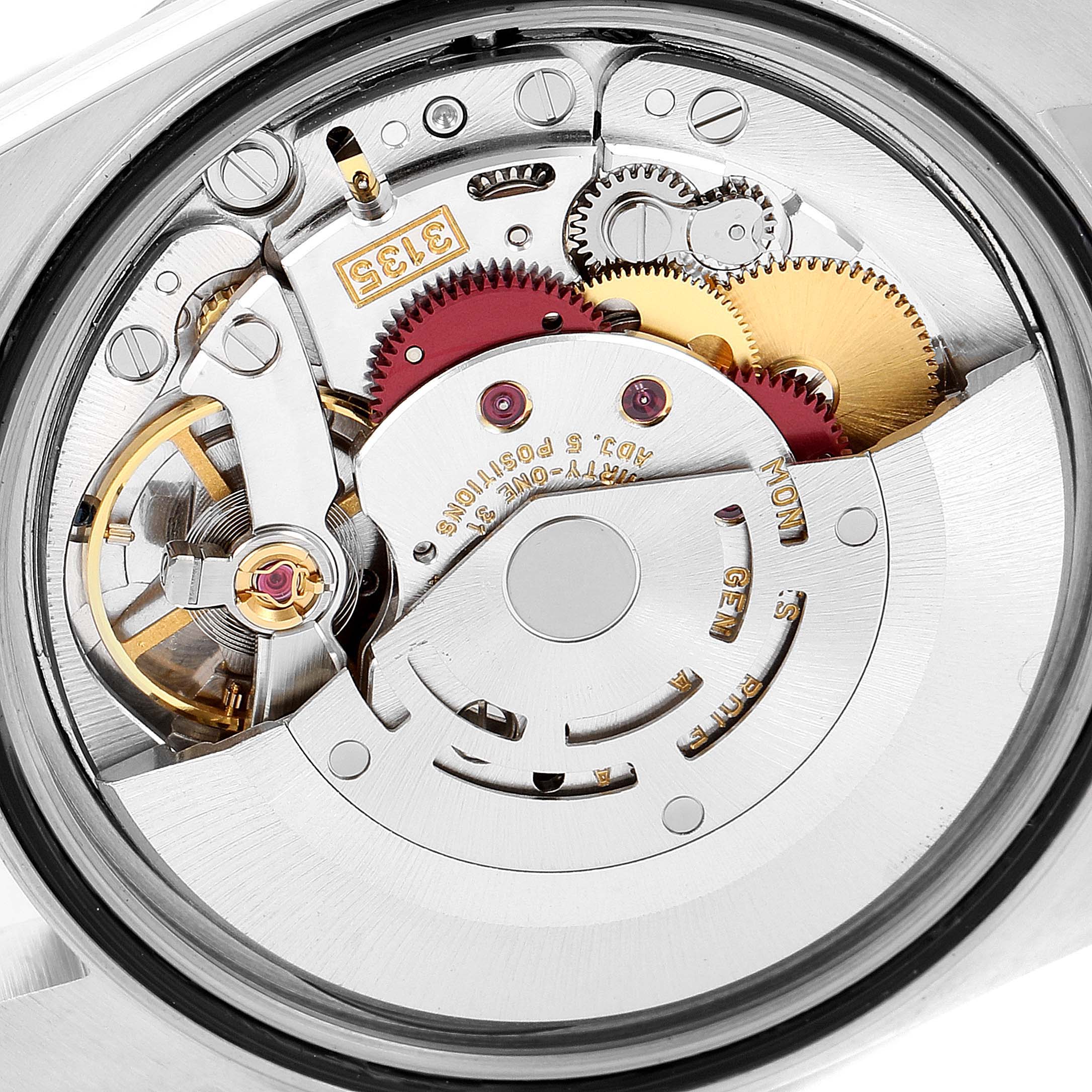 This image shows the intricate movement and mechanical components of the Rolex Datejust 16200 Men
s Stainless Steel Black Dial 16200 Men
s Stainless Steel Black Dial watch, viewed from the back.