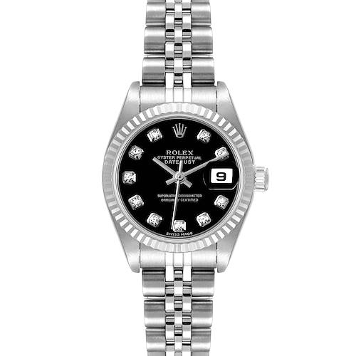 Photo of Rolex Datejust Steel White Gold Black Diamond Dial Watch 79174