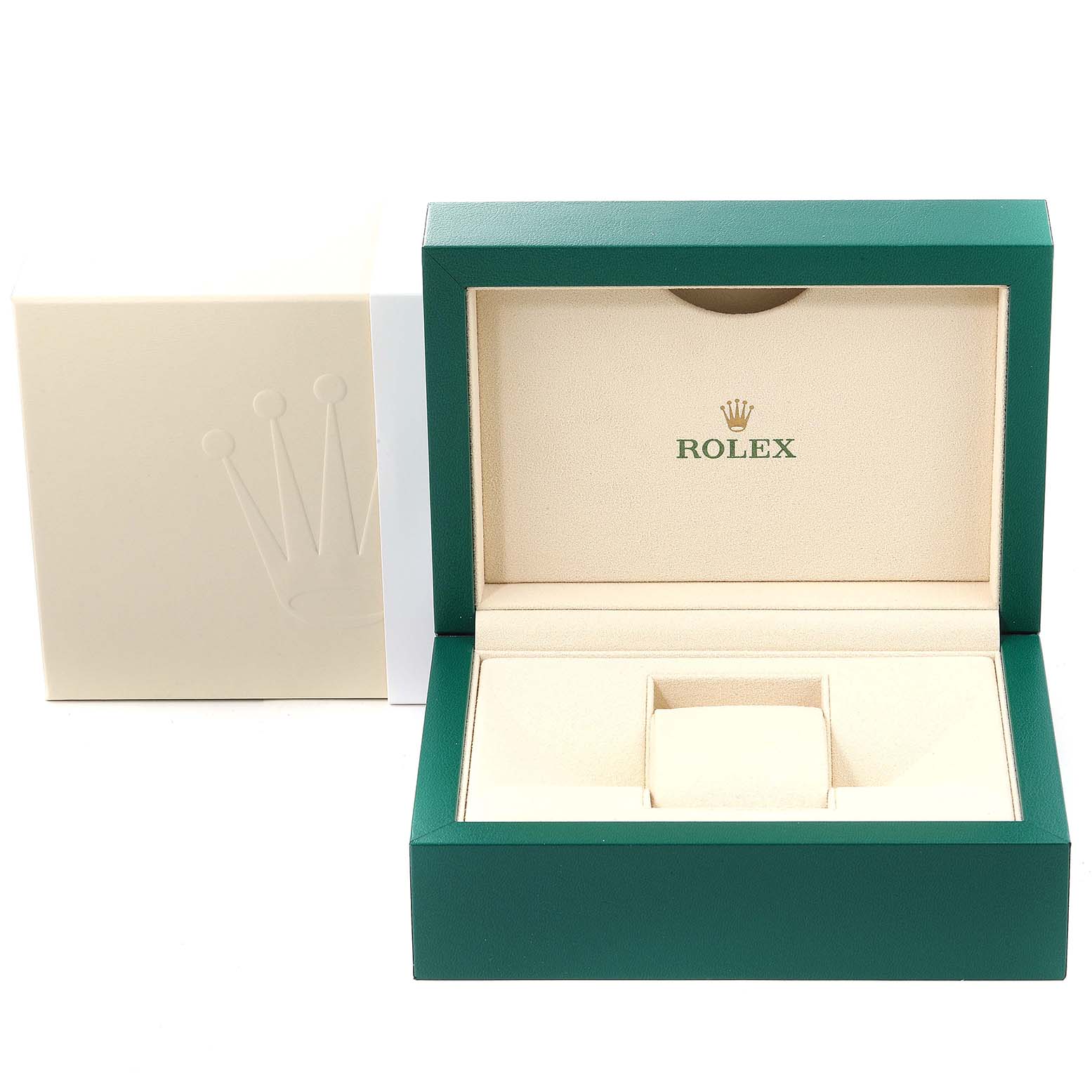 This image shows a Rolex Datejust 116234 Men
s Stainless Steel Black Dial 116234 Men
s Stainless Steel Black Dial model watch box, including the inner and outer packaging.