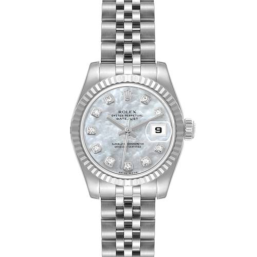 Photo of Rolex Datejust Steel White Gold Mother of Pearl Diamond Dial Ladies Watch 179174
