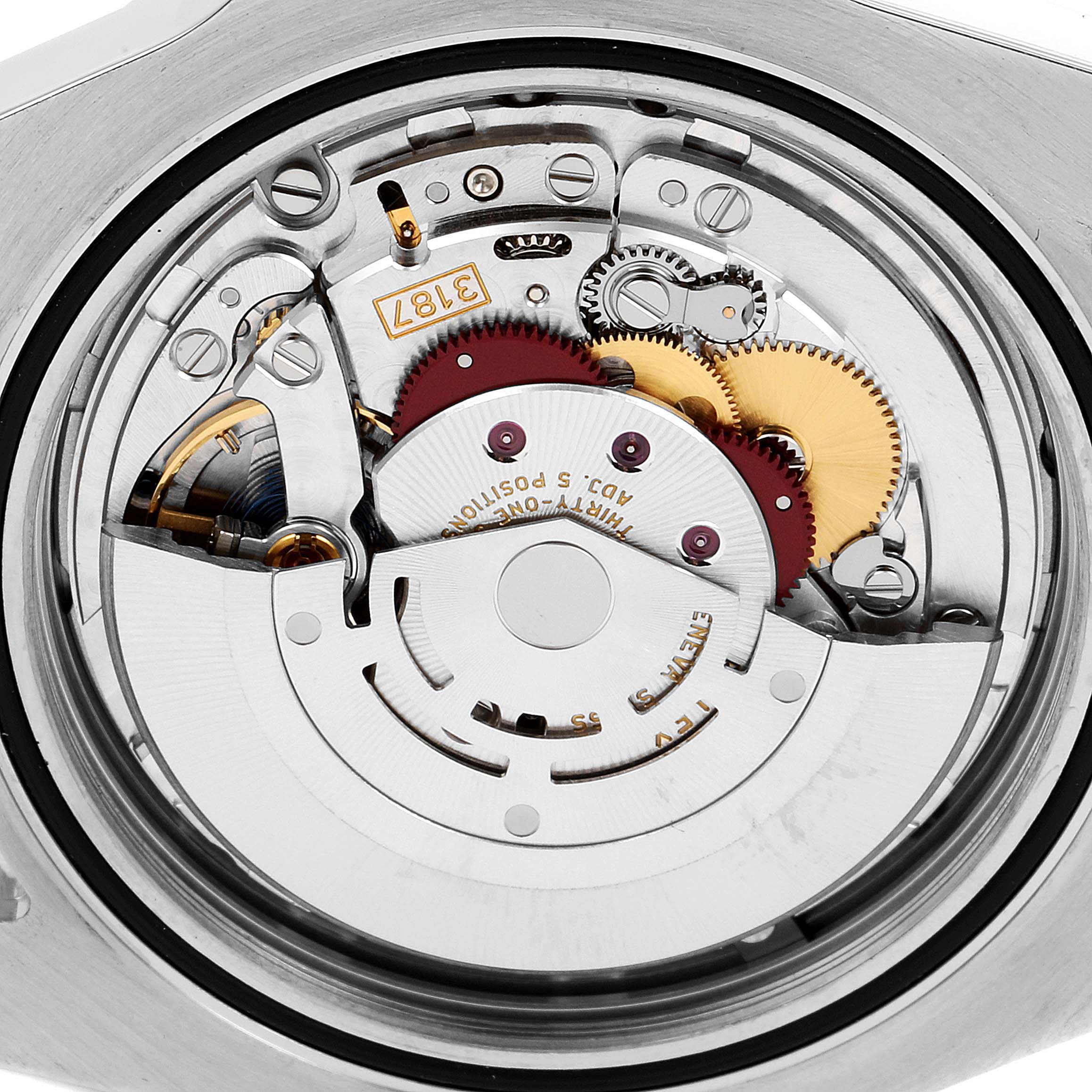 This image shows the internal mechanism and movement of a Rolex Explorer 216570 Men's Stainless Steel Black Dial 216570 Men's Stainless Steel Black Dial watch from a top-down angle.