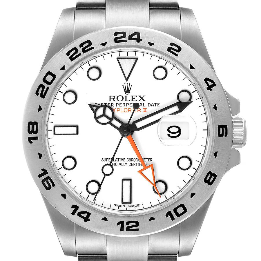 Rolex Explorer II 42 White Dial Orange Hand Steel Mens Watch 216570 SwissWatchExpo