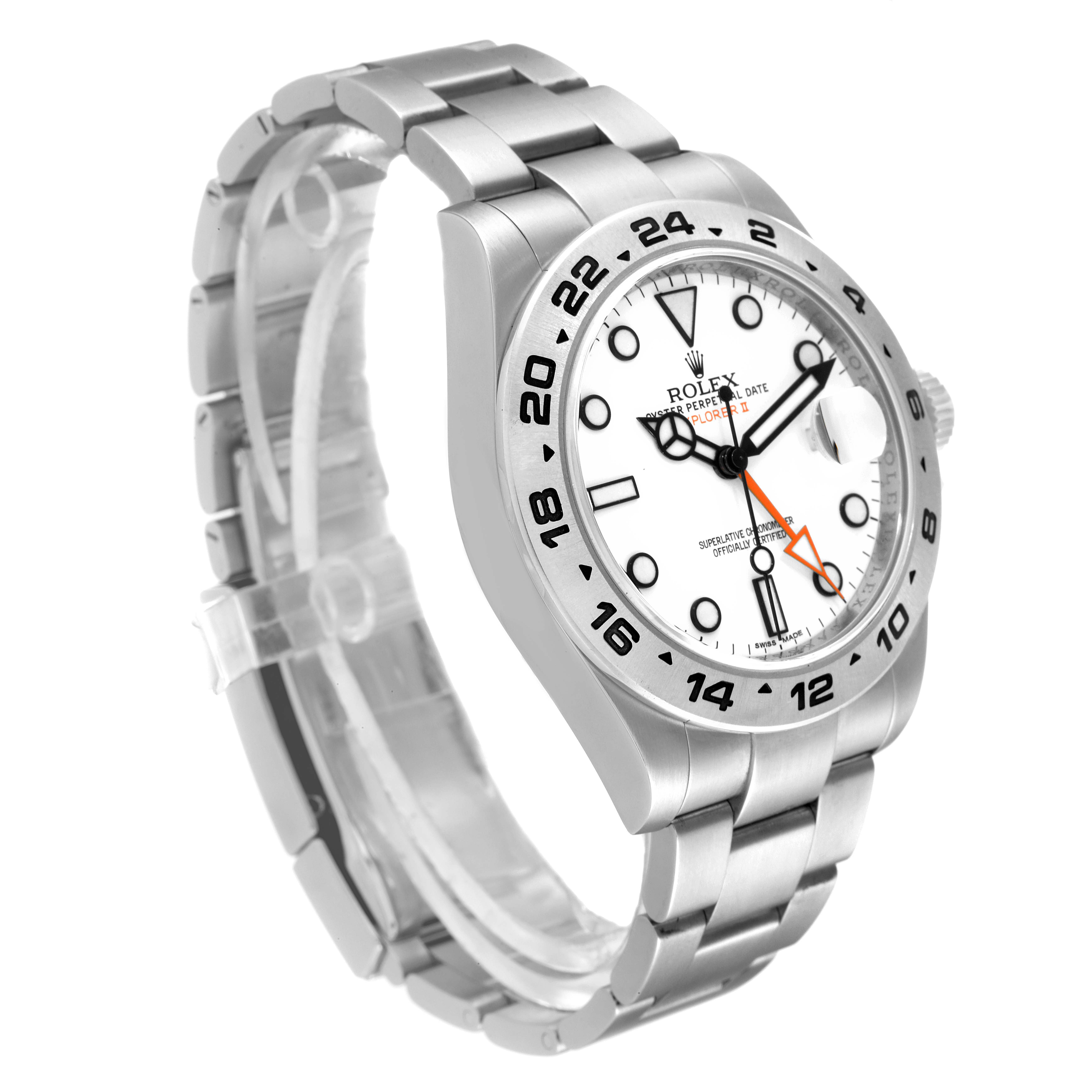 The image shows a Rolex Explorer 216570 Men
s Stainless Steel White Dial 216570 Men
s Stainless Steel White Dial watch model at a three-quarter angle, highlighting its white dial, bezel, and stainless steel bracelet.