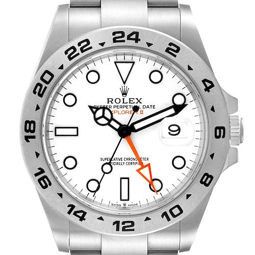 Photo of Rolex Explorer II 42 White Dial Orange Hand Steel Watch 226570 Box Card