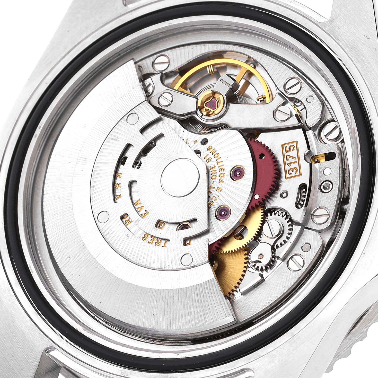 This image shows the internal movement mechanism of the Rolex GMT-Master 16700 Men
s Stainless Steel Black Dial 16700 Men
s Stainless Steel Black Dial watch.