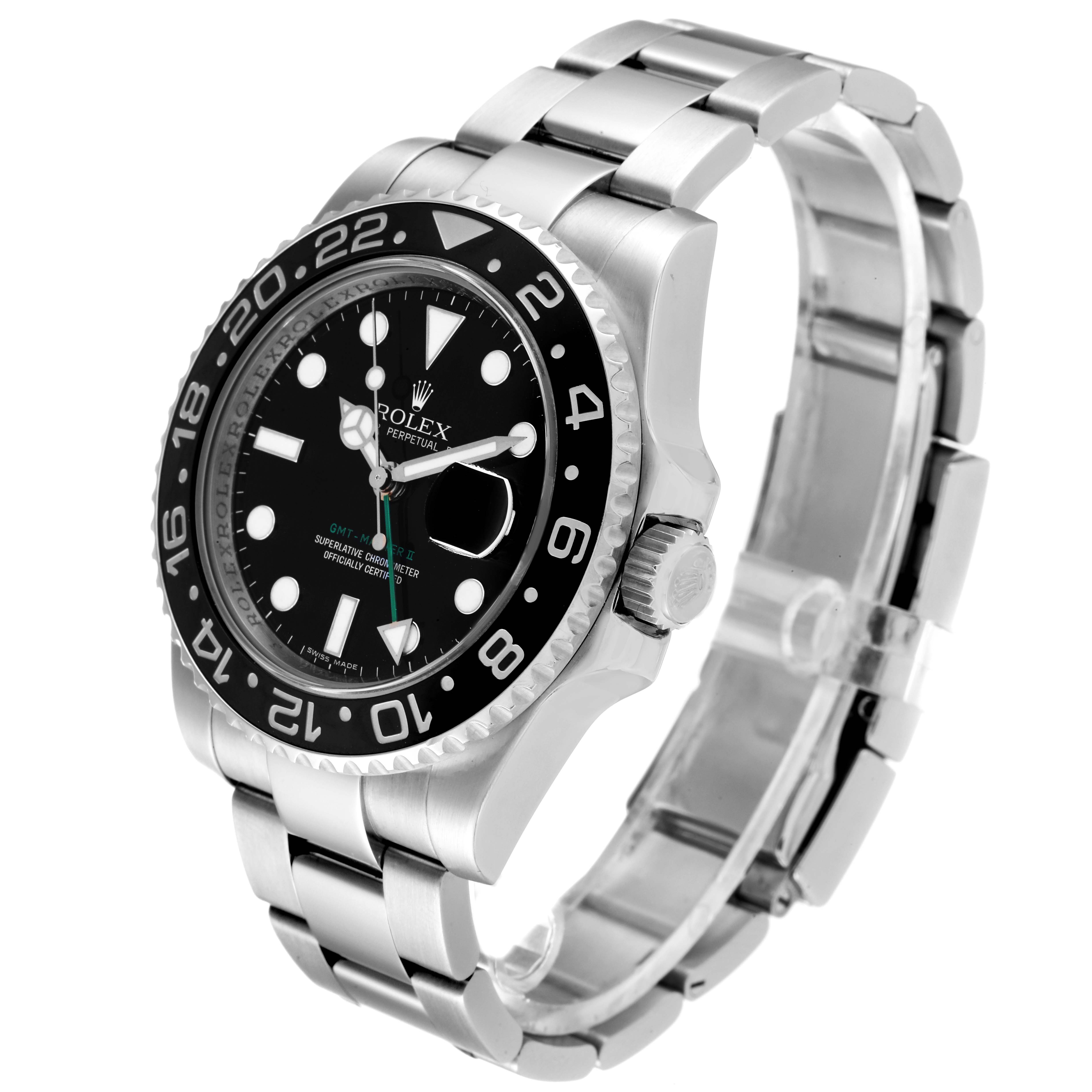 The image shows a Rolex GMT-Master 116710 Men
s Stainless Steel Black Dial 116710 Men
s Stainless Steel Black Dial watch at a three-quarter angle, highlighting the bezel, dial, crown, and bracelet.