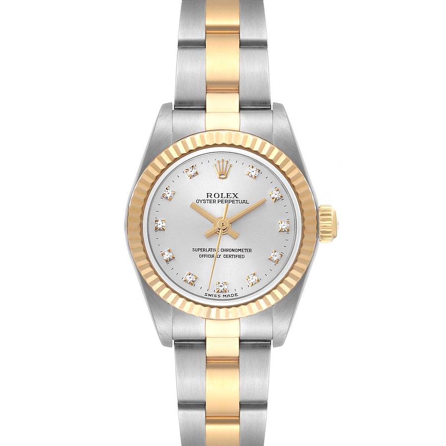 Rolex Oyster Perpetual Steel Yellow Gold Diamond Ladies Watch 76193 Box Papers SwissWatchExpo