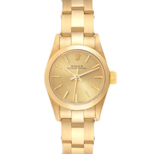 Photo of Rolex Oyster Perpetual Yellow Gold Champagne Dial Ladies Watch 67188