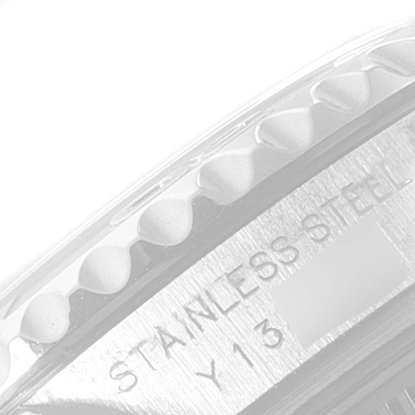 The image shows a close-up of the bezel and stainless steel casing of the Rolex Yacht-Master 169622 Women's Stainless Steel Silver Dial 169622 Women's Stainless Steel Silver Dial watch.