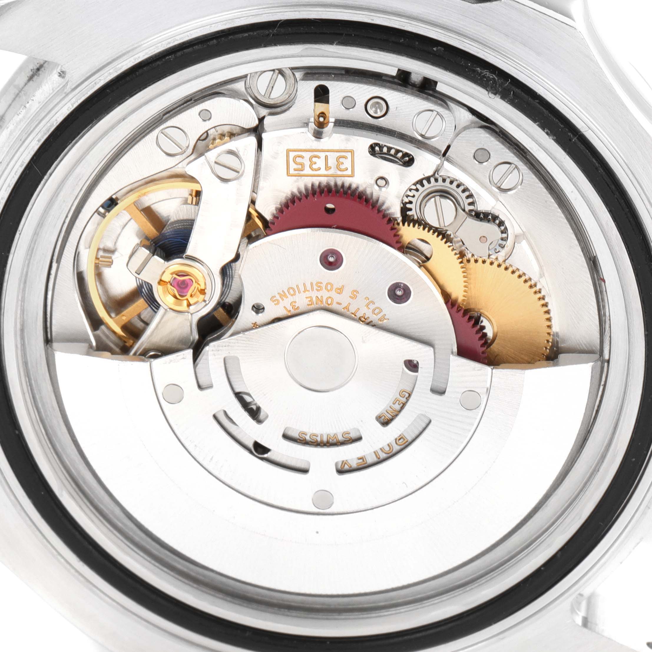 The image shows a close-up, detailed view of the inner mechanical movement of a Rolex Yacht-Master 16622 Men's Stainless Steel Silver Dial 16622 Men's Stainless Steel Silver Dial watch. 