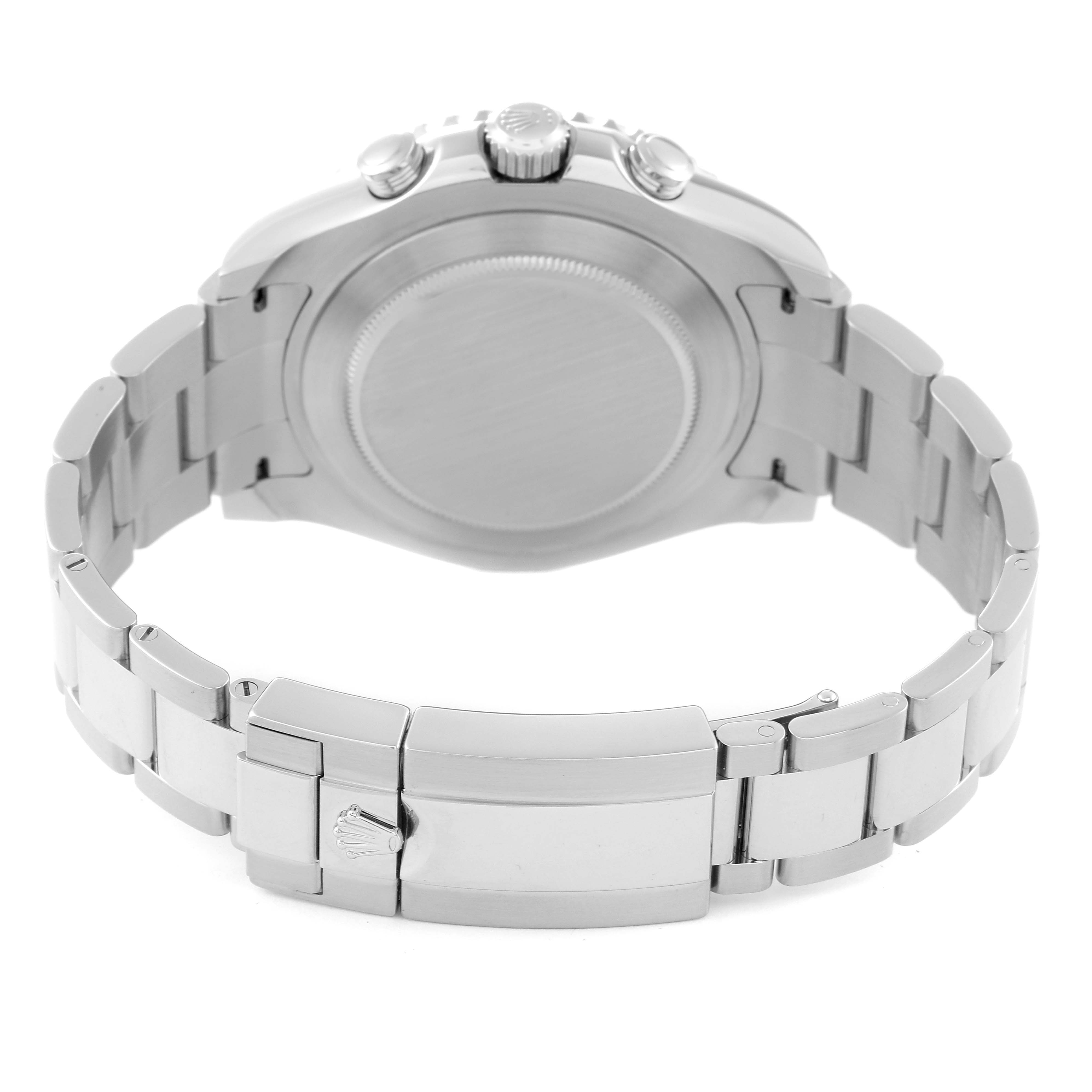 This image shows the back case and bracelet of the Rolex Yacht-Master 116680 Men's Stainless Steel White Dial 116680 Men's Stainless Steel White Dial watch.