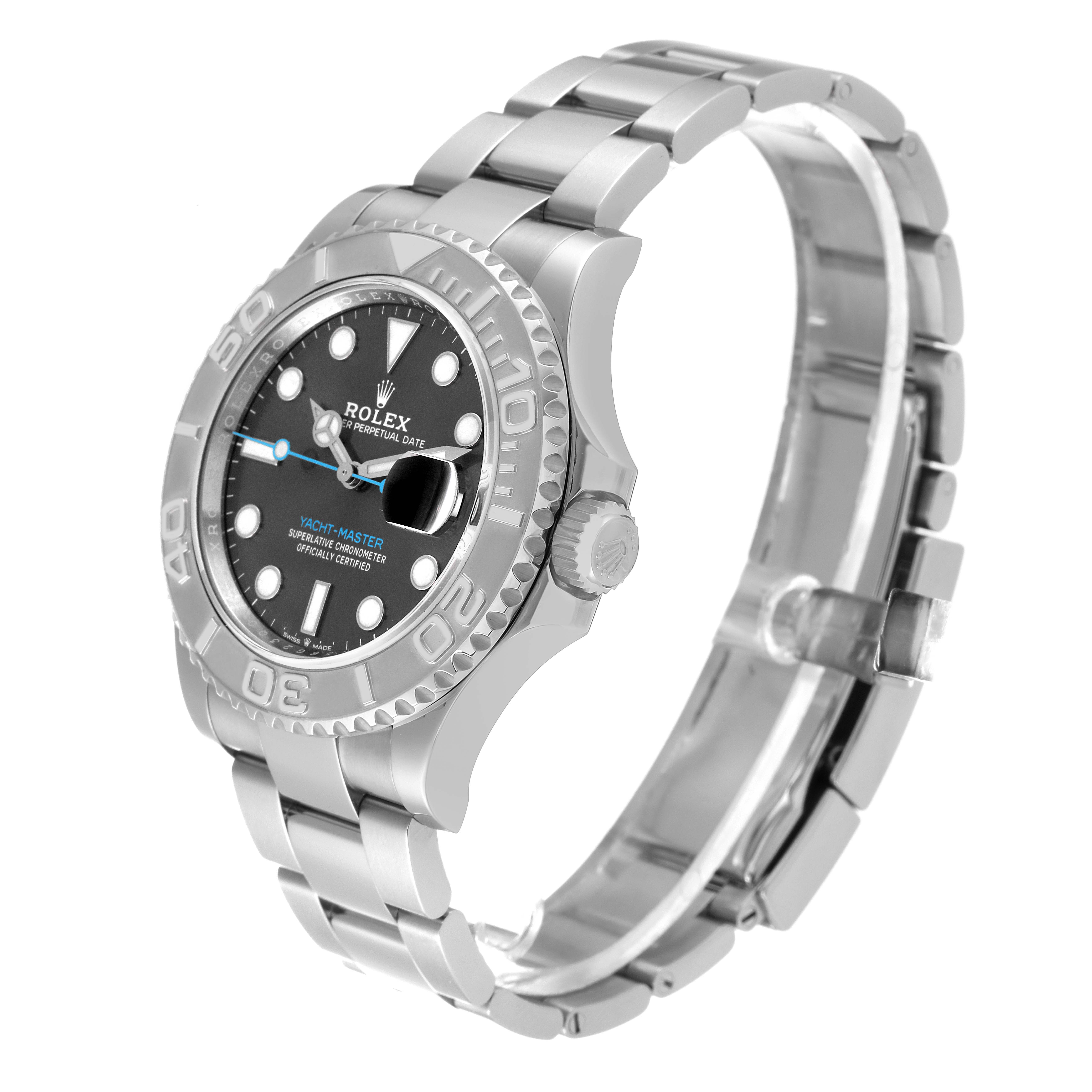 The Rolex Yacht-Master 126622 Men
s Stainless Steel Grey Dial 126622 Men
s Stainless Steel Grey Dial watch is shown at a slight angle, displaying the face, bezel, and metal bracelet.