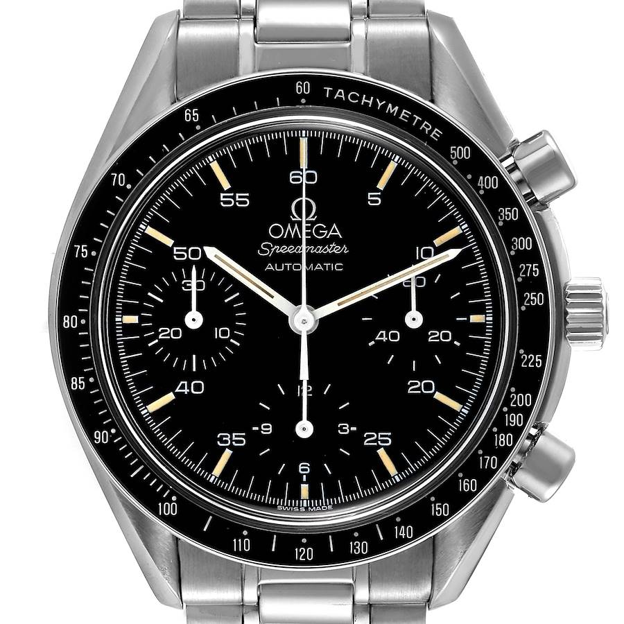 Omega Speedmaster Reduced Hesalite Chronograph Steel Mens Watch 3510.50.00 SwissWatchExpo