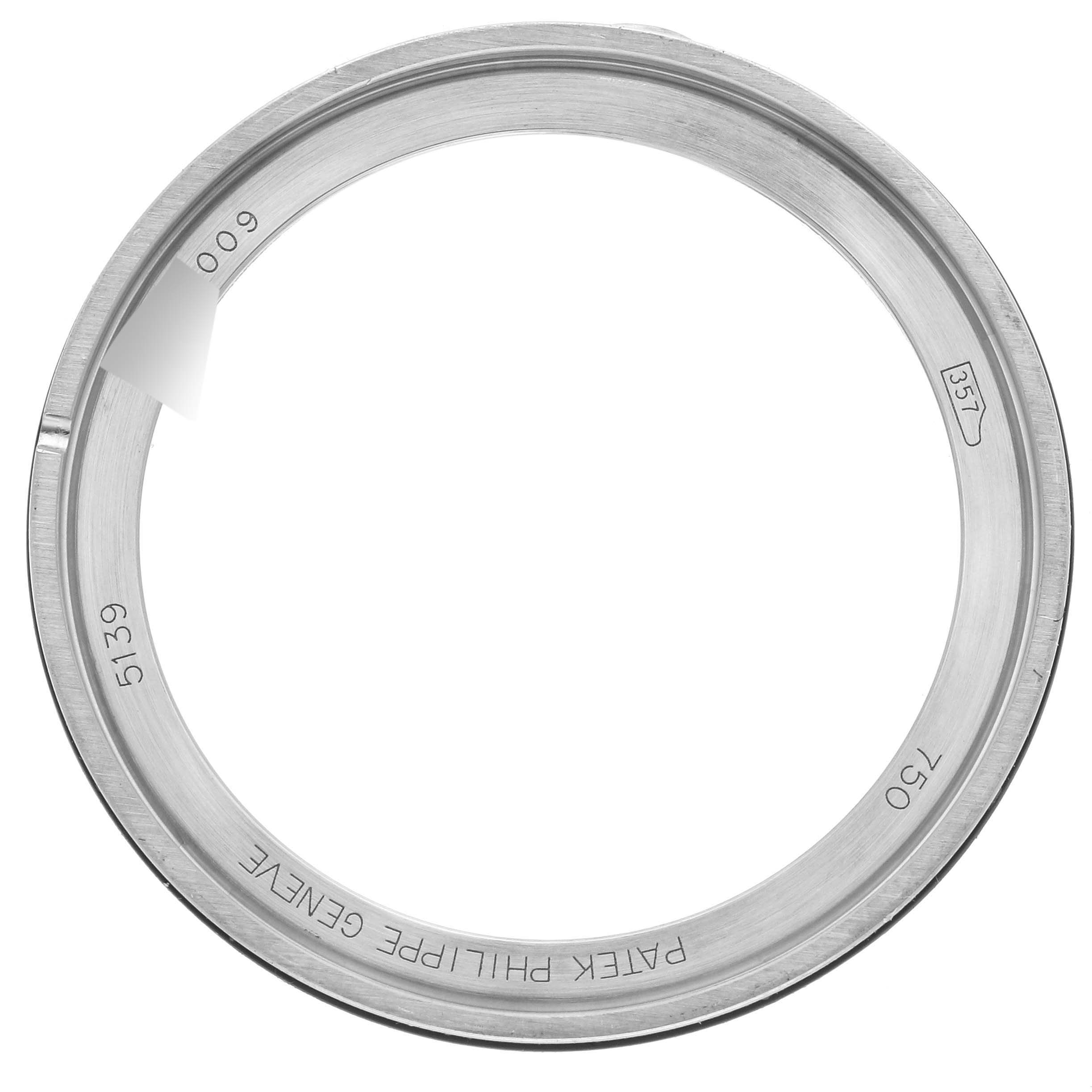 The image shows the metal bezel for the Patek Philippe Complications 5139G Men's White Gold Black Dial 5139G Men's White Gold Black Dial model 5139, viewed from above.