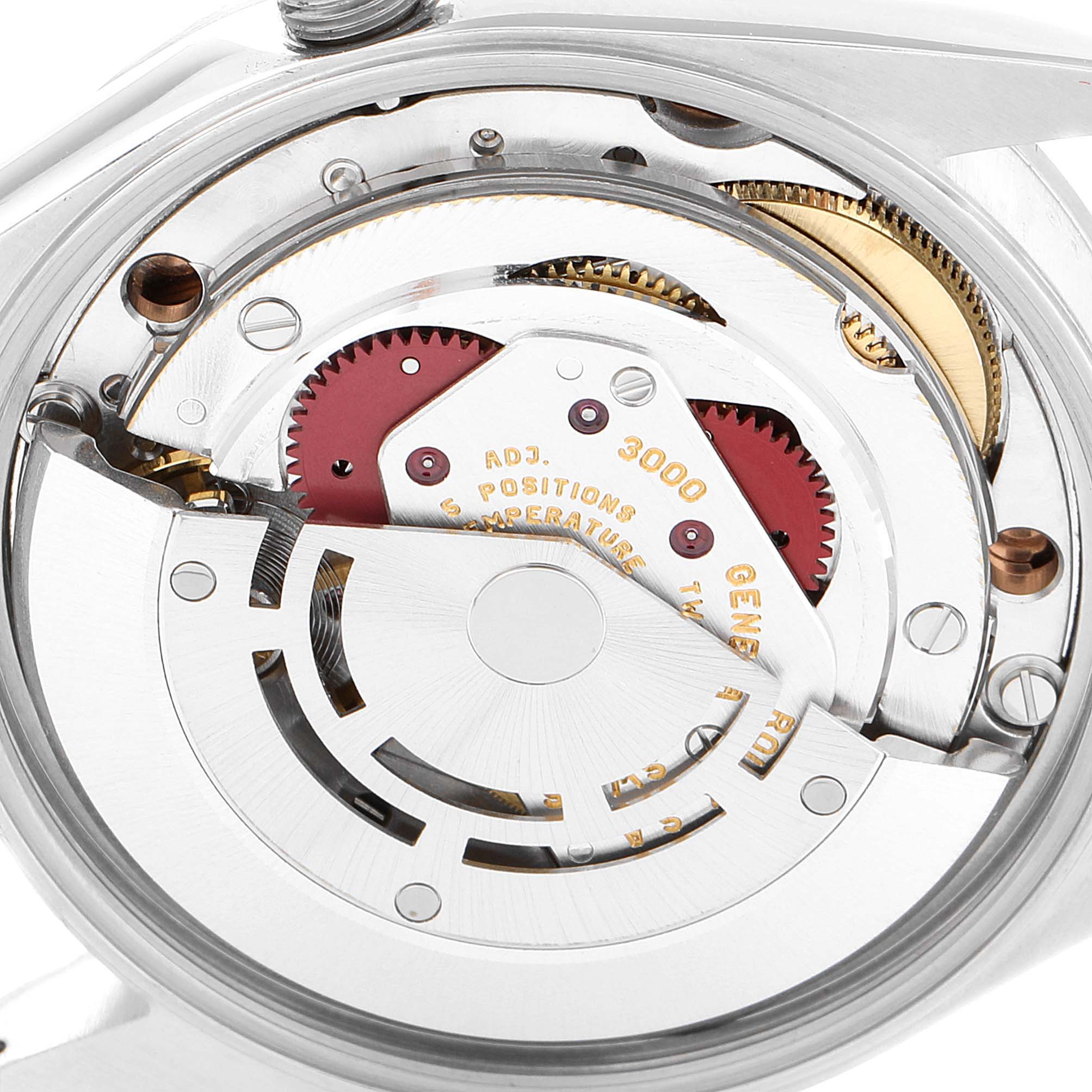 This image shows a close-up of the Rolex Air-King 14000 Men's Stainless Steel Pink Dial 14000 Men's Stainless Steel Pink Dial watch movement, highlighting the internal mechanisms.