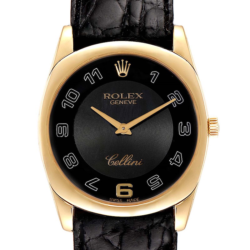 Rolex Cellini Danaos Yellow Gold Brown Strap Mens Watch 4233 ...