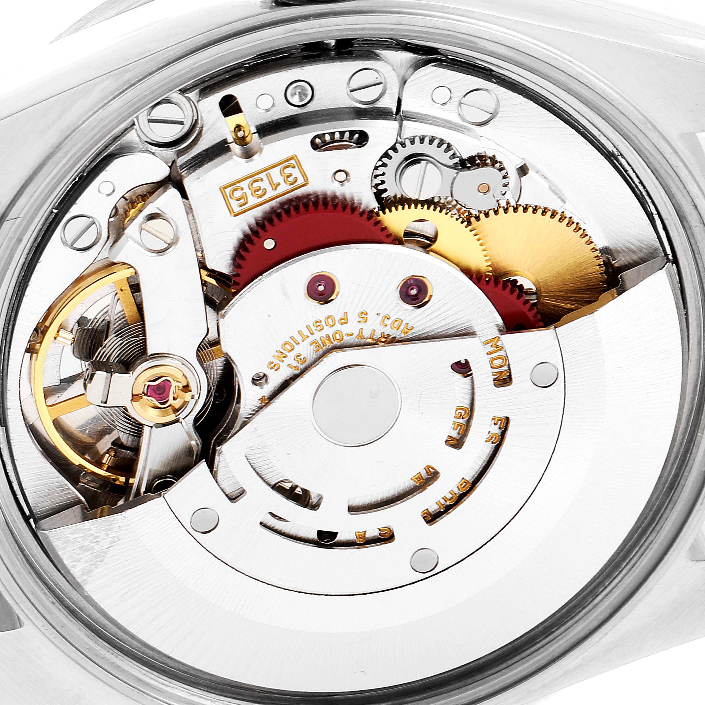 The image shows the internal mechanism and movement of the Rolex Date 15210 Men's Stainless Steel Silver Dial 15210 Men's Stainless Steel Silver Dial model watch, viewed from the back.