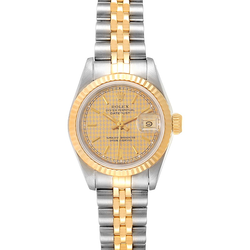 Rolex Datejust 26 Steel Yellow Gold Houndstooth Ladies Watch 69173  SwissWatchExpo