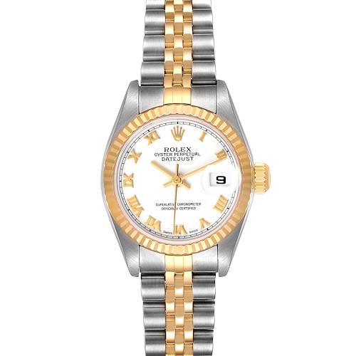 Photo of Rolex Datejust 26 Steel Yellow Gold White Roman Dial Mens Watch 79173