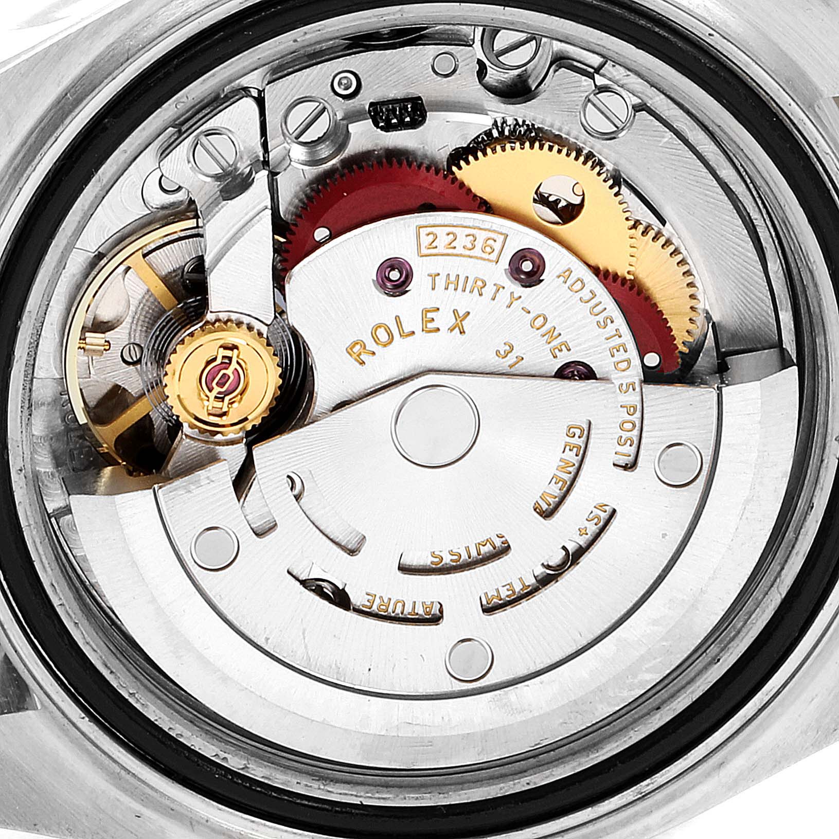 The image shows the internal mechanism and movement of a Rolex Datejust 279174 Women's Stainless Steel Grey Dial 279174 Women's Stainless Steel Grey Dial watch, viewed from the back.