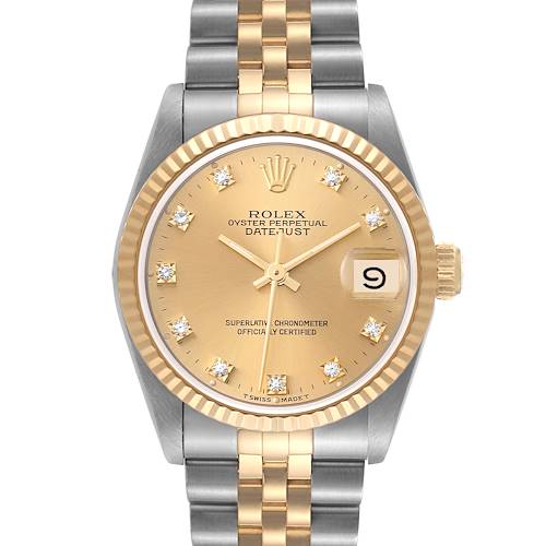 Photo of Rolex Datejust Midsize Steel Yellow Gold Diamond Dial Ladies Watch 68273