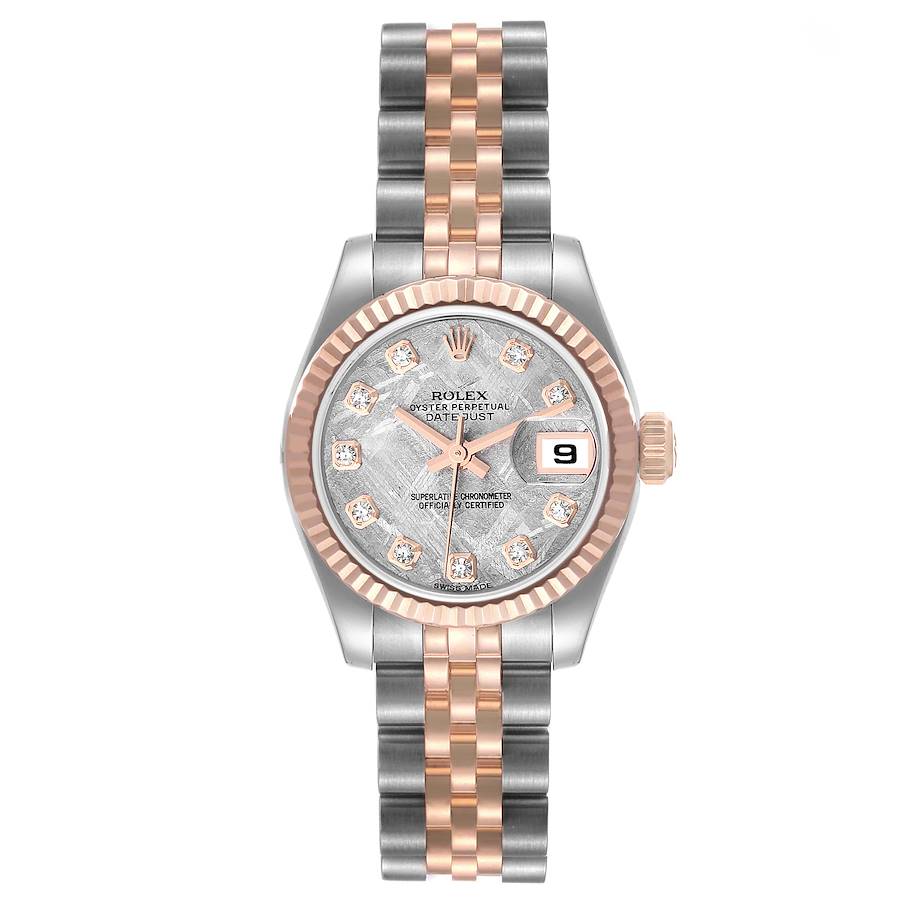 Rolex Datejust Steel Rose Gold Meteorite Diamond Dial Ladies Watch