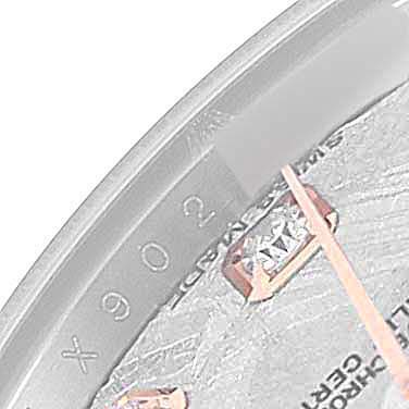 This image shows a close-up of the dial and serial number on the edge of a Rolex Datejust 179171 Women's Steel and Gold (two tone) Silver Dial 179171 Women's Steel and Gold (two tone) Silver Dial watch.