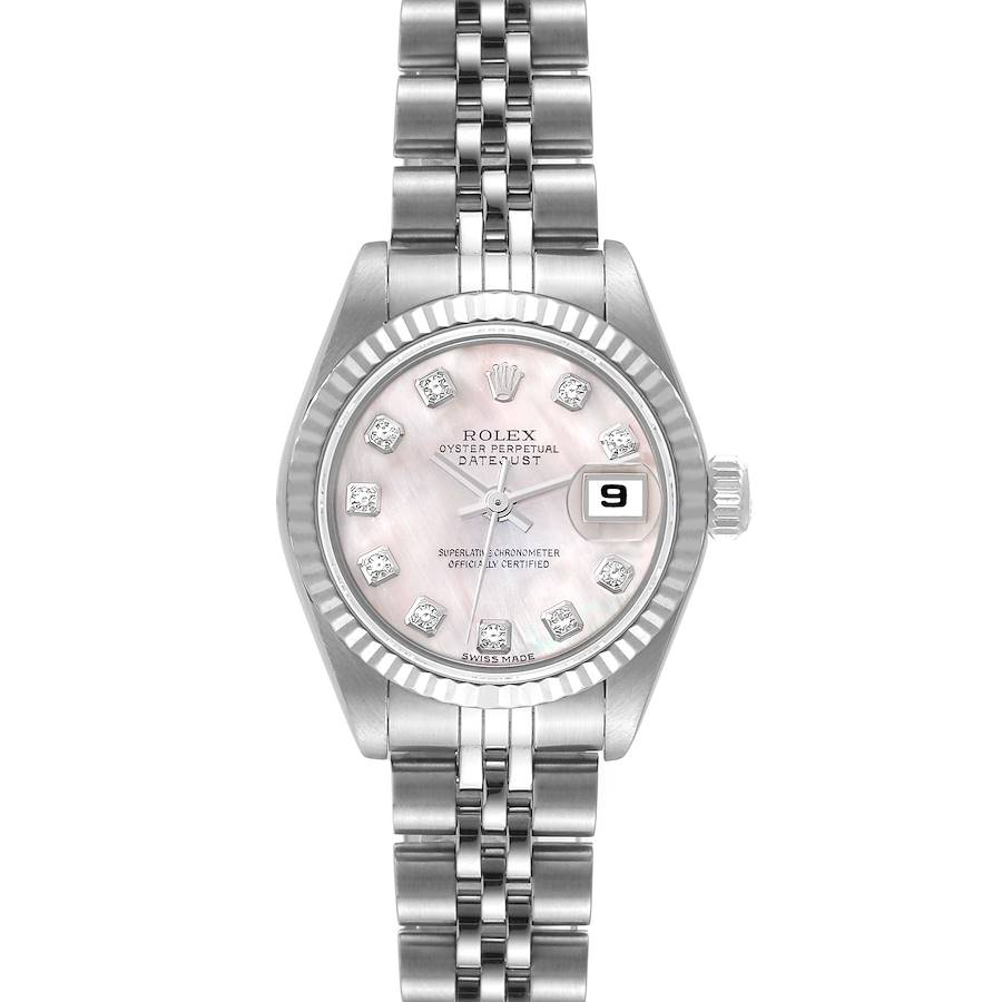 Rolex Datejust Steel White Gold Mother of Pearl Diamond Ladies Watch 79174 Box Papers SwissWatchExpo