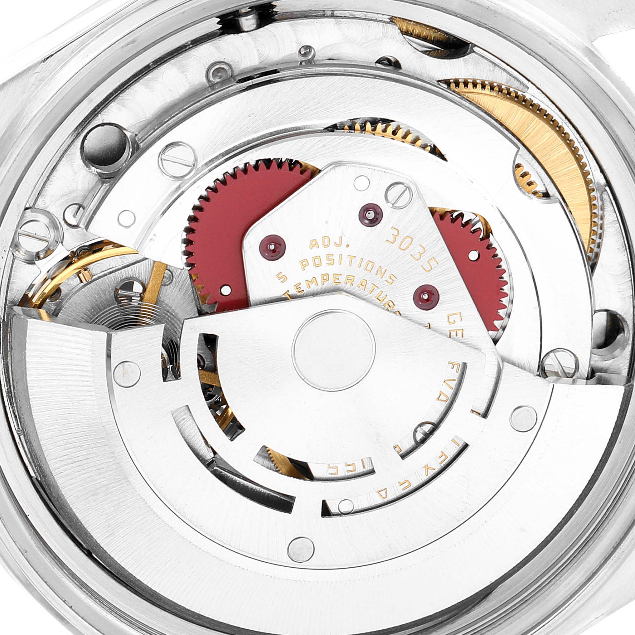 The image shows the movement and inner mechanical components of the Rolex Vintage Collection 16014 Men's Stainless Steel Silver Dial 16014 Men's Stainless Steel Silver Dial model from a top-down perspective.