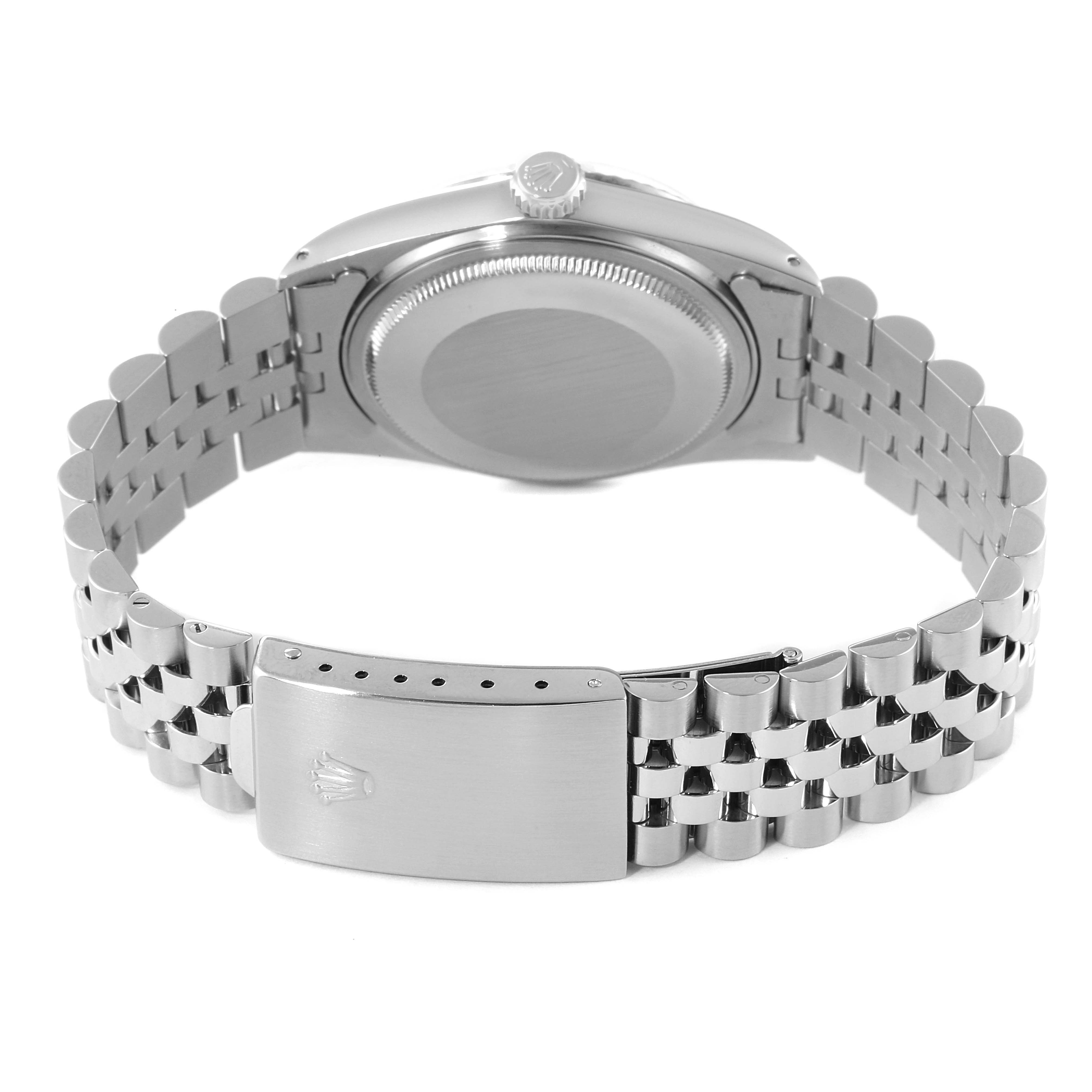 This image shows the back case and clasp of a Rolex Vintage Collection 16014 Men's Stainless Steel Silver Dial 16014 Men's Stainless Steel Silver Dial watch from a rear angle.