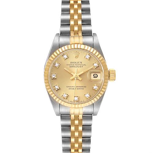 Photo of Rolex Datejust Steel Yellow Gold Champagne Diamond Dial Ladies Watch 69173