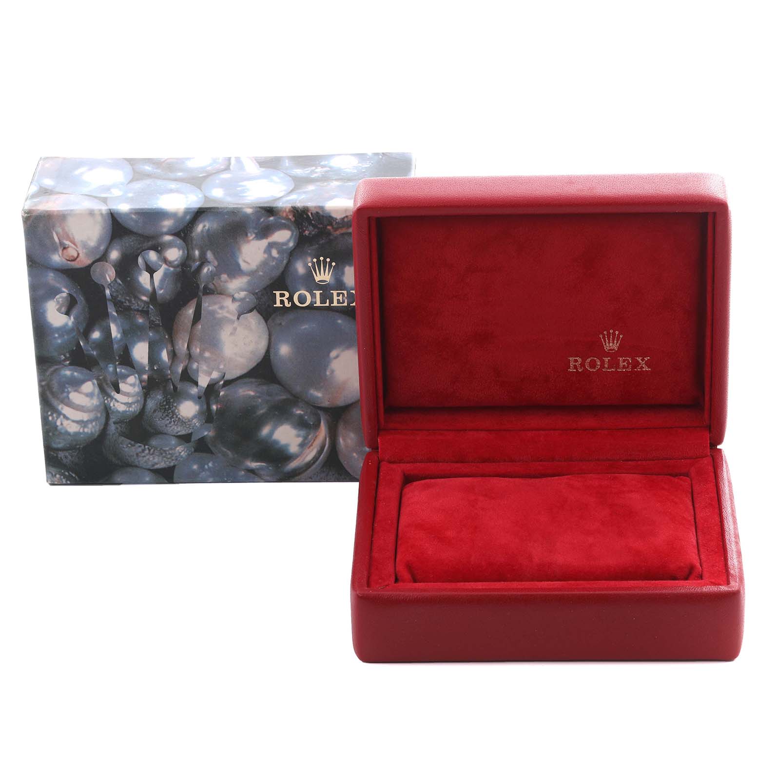 The image shows a Rolex Datejust 69173 Women's Steel and Gold (two tone) White Dial 69173 Women's Steel and Gold (two tone) White Dial watch box and packaging, with both the outer box and inner velvet-lined case visible.