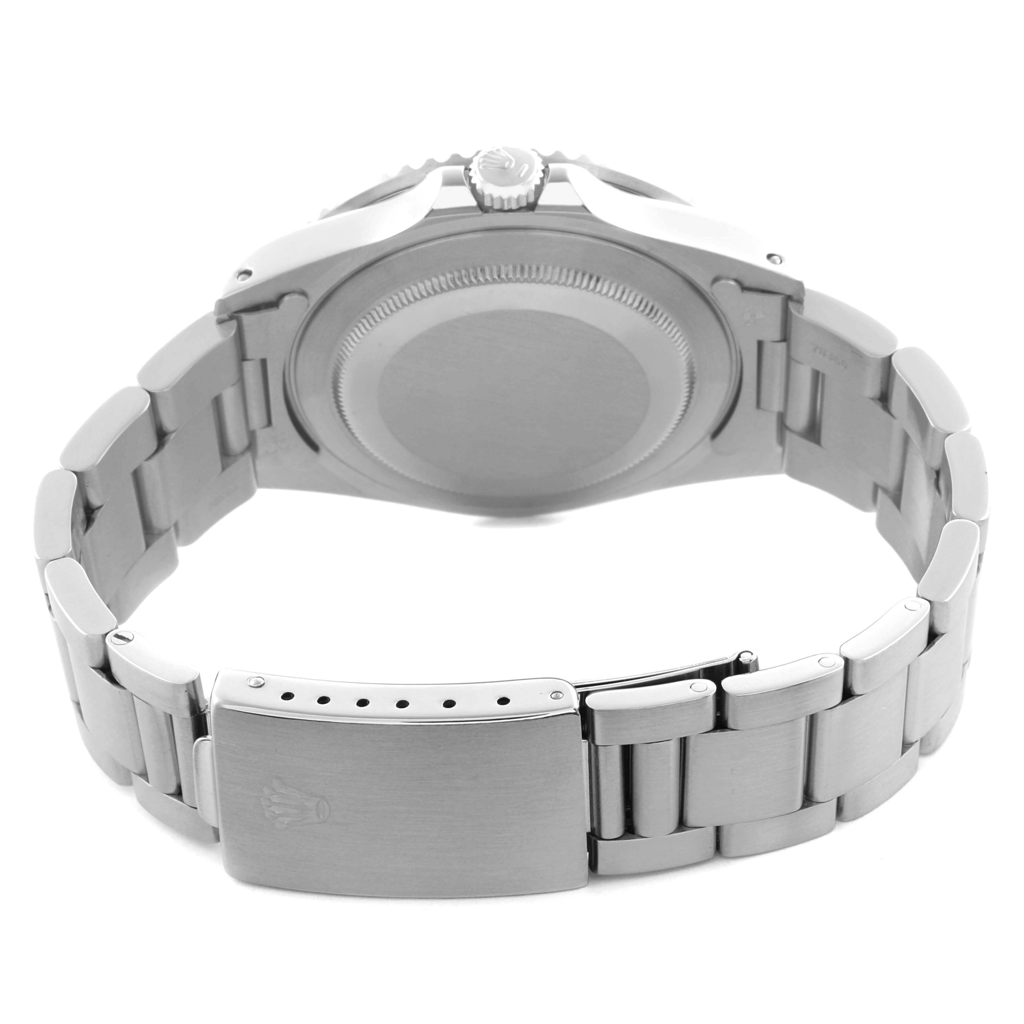 The image shows the back and clasp of a Rolex GMT-Master 16700 Men's Stainless Steel Black Dial 16700 Men's Stainless Steel Black Dial, highlighting the bracelet and case back.