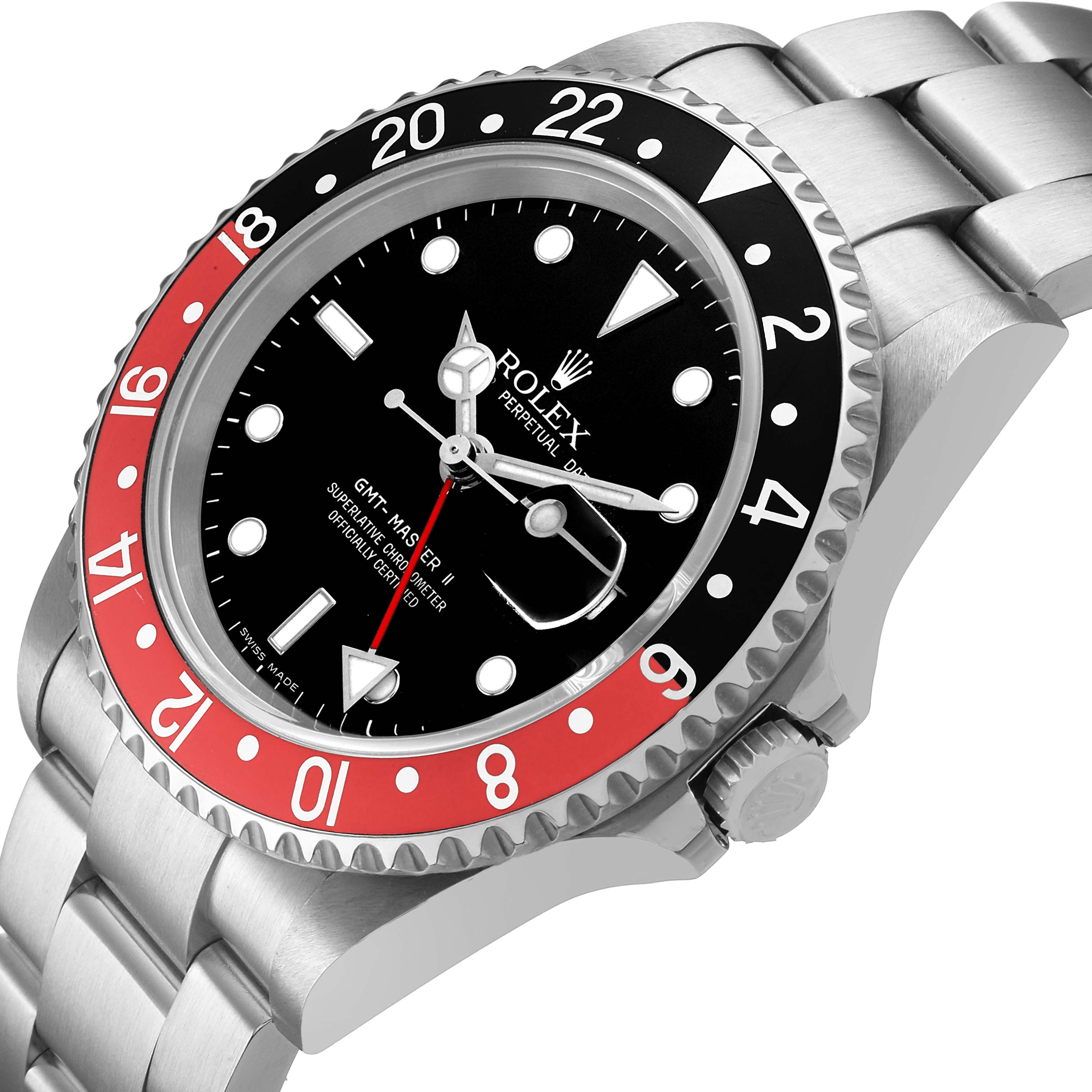 The Rolex GMT-Master 16710 Men's Stainless Steel Black Dial watch is shown at a slight angle, highlighting the bezel, crown, and bracelet.