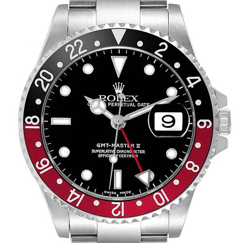 Photo of Rolex GMT Master II Steel Black Red Coke Bezel Mens Watch 16710