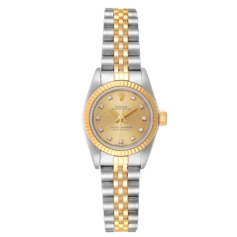 Rolex Oyster Perpetual Steel Yellow Gold Diamond Ladies Watch 67193  SwissWatchExpo
