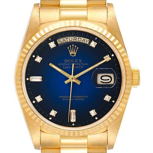 Photo of Rolex President Day-Date Yellow Gold Vignette Diamond Mens Watch 18238