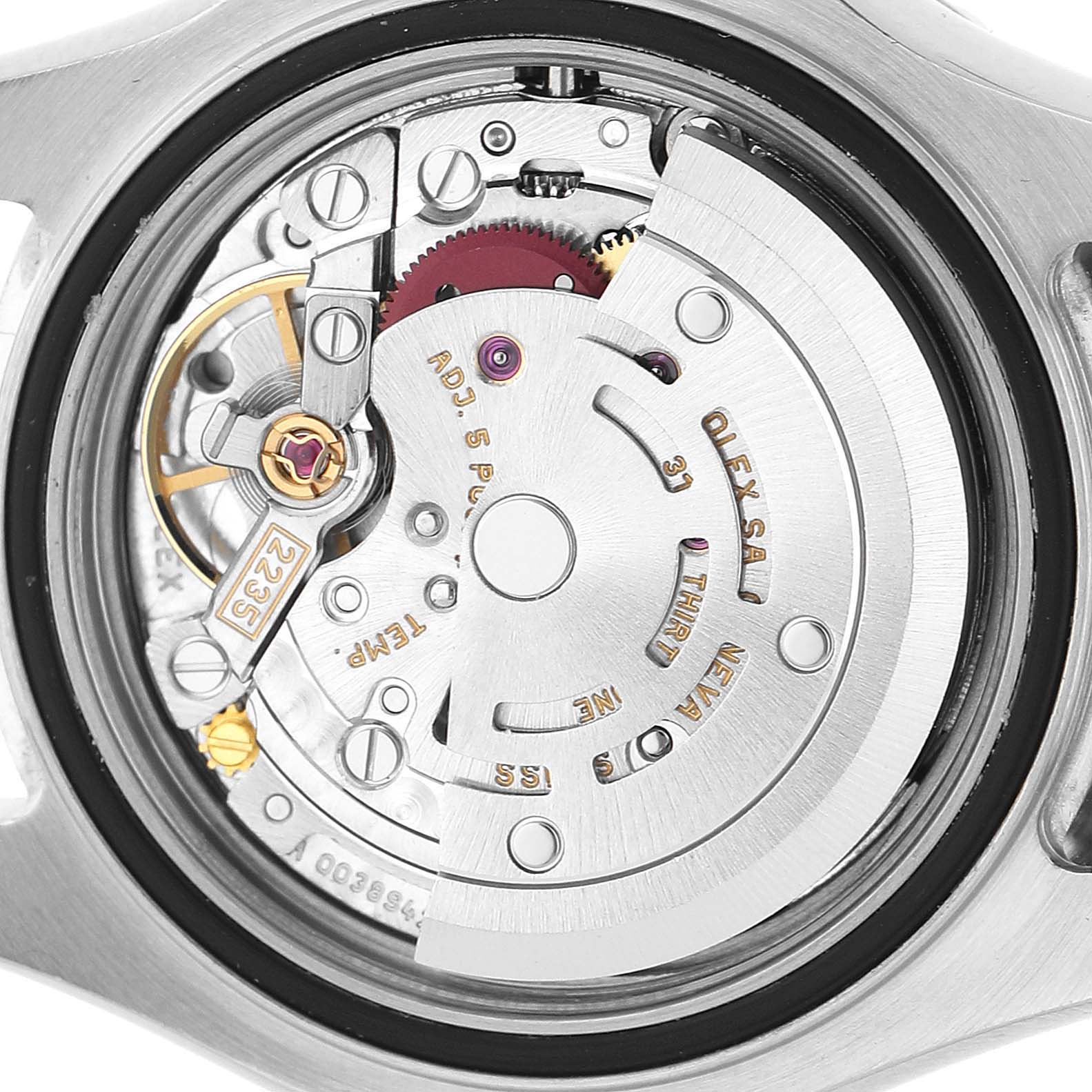The image shows the movement of a Rolex Yacht-Master 169622 Women's Stainless Steel Silver Dial watch viewed from the back.