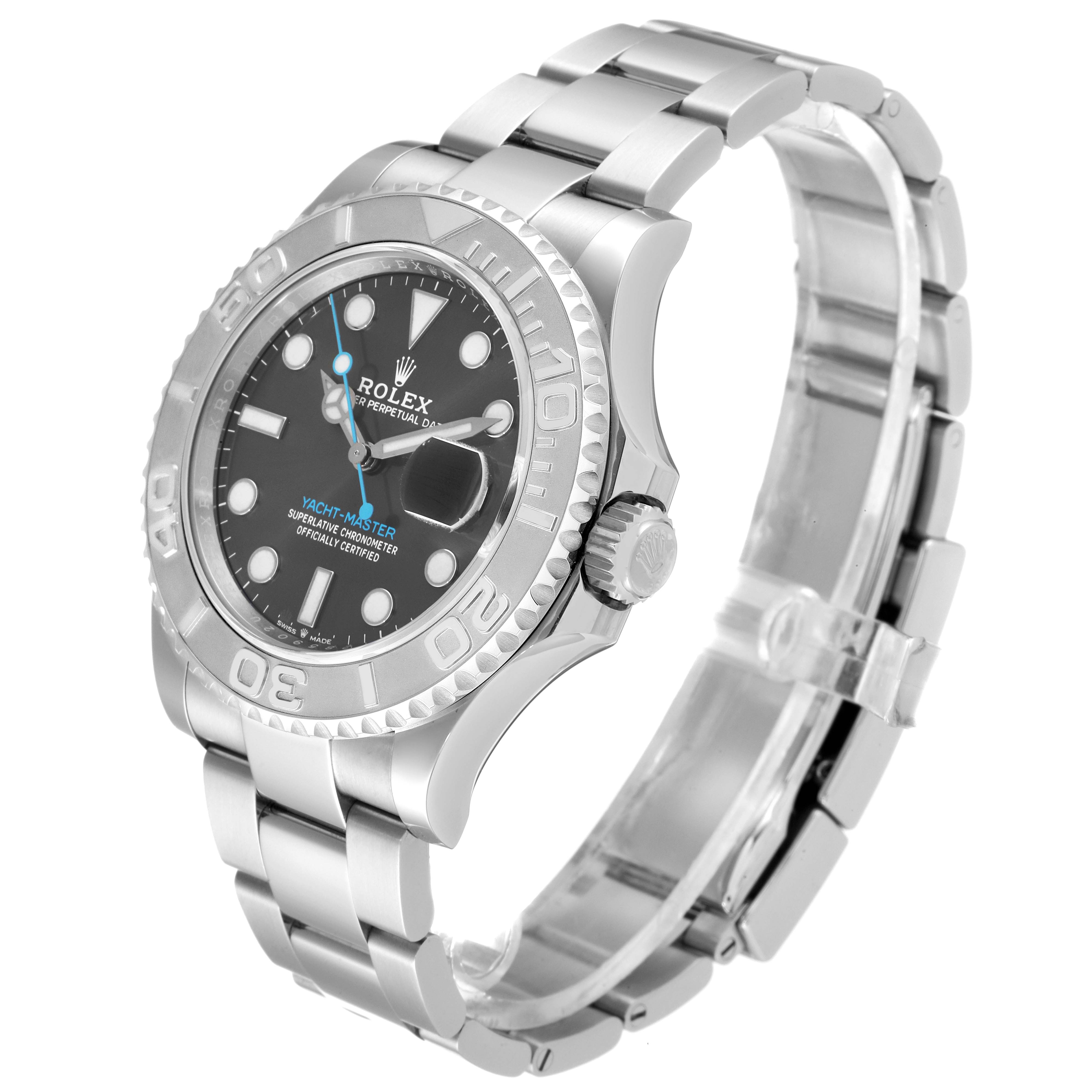 The Rolex Yacht-Master 126622 Men's Stainless Steel Grey Dial 126622 Men's Stainless Steel Grey Dial watch is shown at a three-quarter angle displaying the face, bezel, crown, and part of the bracelet.
