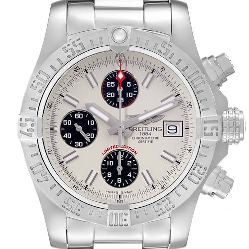 Photo of Breitling Avenger II White Dial Steel Mens Watch A13381 Box Card