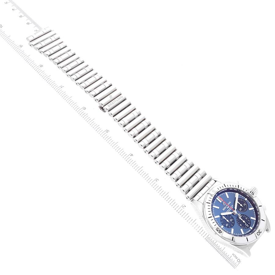 Breitling Chronomat B01 42 Blue Dial Steel Mens Watch AB0134 SwissWatchExpo