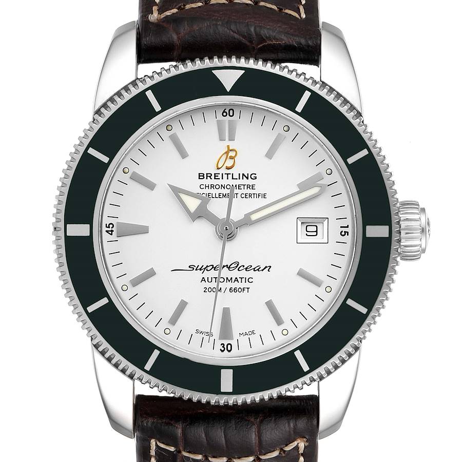Breitling Superocean Heritage 42 Green Bezel Steel Watch A17321 Box Papers SwissWatchExpo
