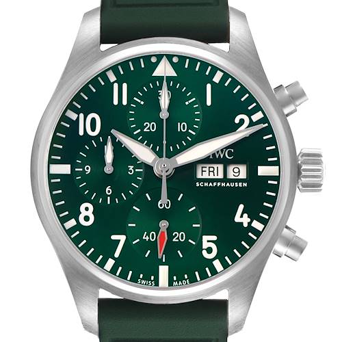 Photo of IWC Pilot's Watch Chronograph 41 Green Dial Steel Mens Watch IW388103 Card
