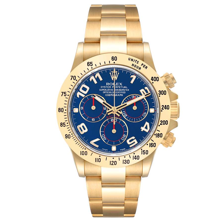 Rolex Cosmograph Daytona Yellow Gold Blue Racing Dial Watch 116528